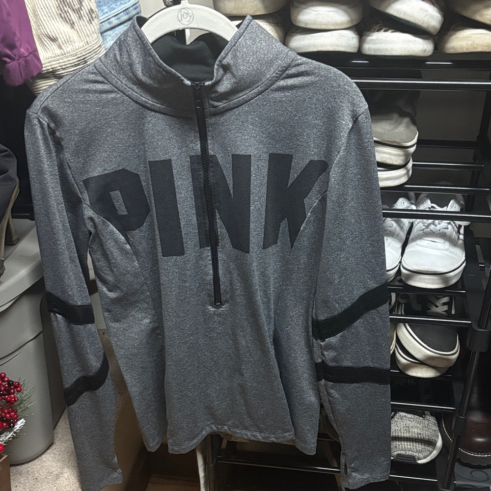 PINK Victoria's Secret Charcoal Zip-Up Sweater